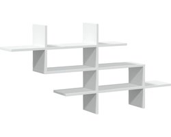 vidaXL - Wandschap - 124,5x18x60,5 - cm - bewerkt - hout - wit