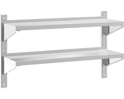 vidaXL - Wandschap - 2-laags - 100x30x60 - cm - roestvrijstaal - zilverkleurig