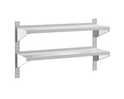 vidaXL Wandschap 2-laags 100x30x60 cm roestvrijstaal zilverkleurig - Wandschap - Wandschappen - Wandplank - Wandrek