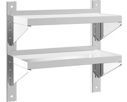 vidaXL - Wandschap - 2-laags - 50x23,5x48 - cm - roestvrijstaal - zilverkleurig