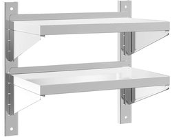 vidaXL - Wandschap - 2-laags - 50x30x48 - cm - roestvrijstaal - zilverkleurig