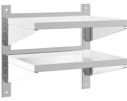 vidaXL - Wandschap - 2-laags - 50x40x48 - cm - roestvrijstaal - zilverkleurig