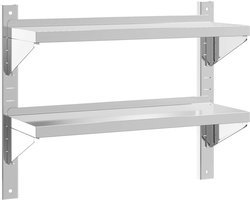 vidaXL - Wandschap - 2-laags - 75x23,5x60 - cm - roestvrijstaal - zilverkleurig