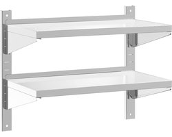 vidaXL - Wandschap - 2-laags - 75x40x60 - cm - roestvrijstaal - zilverkleurig