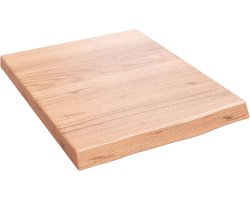 vidaXL - Wandschap - 40x50x(2-4) - cm - behandeld - massief - eikenhout - lichtbruin