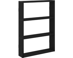 vidaXL - Wandschap - 43x9x60 - cm - bewerkt - hout - zwart