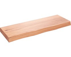 vidaXL - Wandschap - 80x30x(2-6) - cm - behandeld - massief - eikenhout - lichtbruin