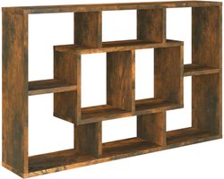 vidaXL - Wandschap - 85x16x52,5 - cm - bewerkt - hout - gerookt - eikenkleurig