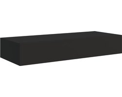 vidaXL Wandschap met Lade - 60x23,5x10 cm - Zwart MDF Zwevend Schap - Wandschaps - Zwarte Wanddecoratie - Ladekast - Minimalistische Kast