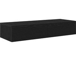 vidaXL - Wandschap - met - lades - 100x36x19 - cm - bewerkt - hout - zwart