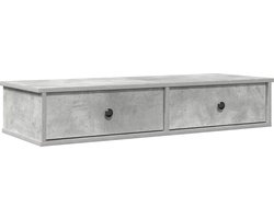 vidaXL - Wandschap - met - lades - 100x37,5x19 - cm - bewerkt - hout - betongrijs