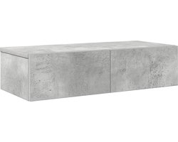 vidaXL - Wandschap - met - lades - 60x26,5x15 - cm - bewerkt - hout - betongrijs