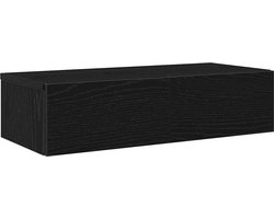 vidaXL - Wandschap - met - lades - 60x26,5x15 - cm - bewerkt - hout - zwart