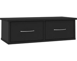 vidaXL - Wandschap - met - lades - 60x26x18,5 - cm - bewerkt - hout - zwart