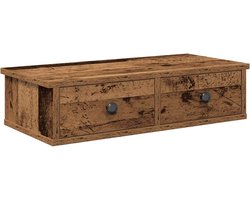 vidaXL - Wandschap - met - lades - 60x28x15 - cm - bewerkt - hout - oud - houtkleurig