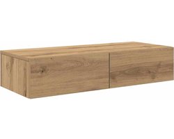 vidaXL - Wandschap - met - lades - 80x33x17 - cm - bewerkt - hout - artisanaal - eiken