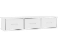 vidaXL Wandschap met lades - Wit - 88x26x18,5 cm Wanddecoratie - Opbergsysteem - Salontafel - Livingroom Furniture - Badkamerkast