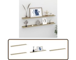vidaXL Wandschap Set - Wit & Sonoma Eiken - 100cm Wanddecoratie - Wandplank - Schappenset - Opslagoplossing - Woonaccessoires