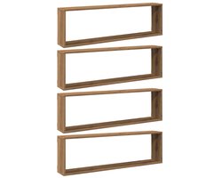 vidaXL Wandschap - Wandschappen - Plank - Schap - Wandschappen kubus 4st 100x15x30cm bewerkt hout artisanaaleiken
