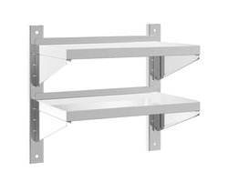 vidaXL Wandschap - Wandschappen - Wandplank - Wandrek - Wandschap 2-laags 50x30x48 cm roestvrijstaal zilverkleurig