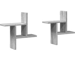 vidaXL Wandschap - Wandschappen - Wandplank - Wandrek - Wandschappen 2 st 38x12x38 cm bewerkt hout grijs sonoma eiken