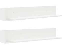 vidaXL Wandschappen 2 st 100x16,5x16,5 cm bewerkt hout wit - Muur Plank - Muur Planken - Zwevende Plank - Zwevende Muur Plank