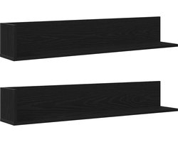 vidaXL - Wandschappen - 2 - st - 100x16,5x16,5 - cm - bewerkt - hout - zwart
