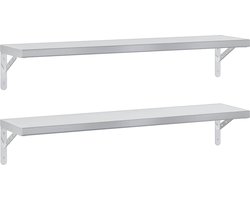 vidaXL - Wandschappen - 2 - st - 100x23,5 - cm - roestvrijstaal - zilverkleurig