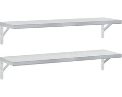 vidaXL - Wandschappen - 2 - st - 100x30 - cm - roestvrijstaal - zilverkleurig