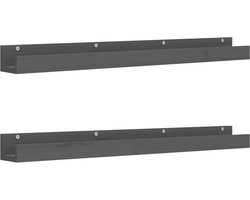 vidaXL - Wandschappen - 2 - st - 110x12x9 - cm - massief - grenenhout - grijs