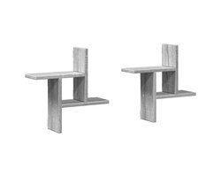 vidaXL - Wandschappen - 2 - st - 38x12x38 - cm - bewerkt - hout - grijs - sonoma - eiken
