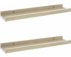 vidaXL - Wandschappen - 2 - st - 40x9x3 - cm - wit - sonoma - eikenkleurig
