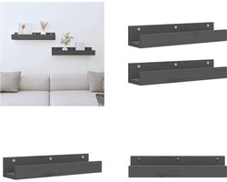 vidaXL - Wandschappen - 2 - st - 50x12x9 - cm - massief - grenenhout - grijs