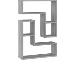 vidaXL - Wandschappen - 2 - st - 50x15x50 - cm - bewerkt - hout - grijs - sonoma - eiken