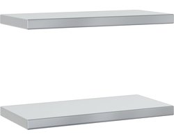 vidaXL - Wandschappen - 2 - st - 50x23,5x3 - cm - roestvrijstaal - zilverkleurig