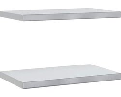 vidaXL - Wandschappen - 2 - st - 50x30x3 - cm - roestvrijstaal - zilverkleurig