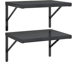 vidaXL - Wandschappen - 2 - st - 50x40 - cm - roestvrijstaal - zwart