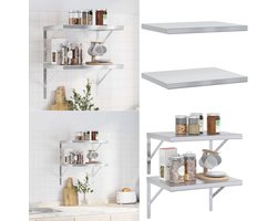 vidaXL - Wandschappen - 2 - st - 50x40x3 - cm - roestvrijstaal - zilverkleurig