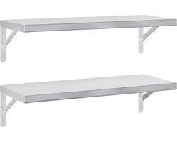 vidaXL - Wandschappen - 2 - st - 75x30 - cm - roestvrijstaal - zilverkleurig