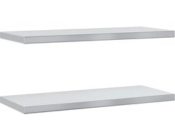 vidaXL - Wandschappen - 2 - st - 75x30x3 - cm - roestvrijstaal - zilverkleurig