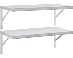 vidaXL - Wandschappen - 2 - st - 75x40 - cm - roestvrijstaal - zilverkleurig