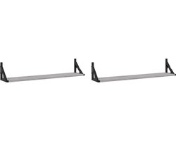 vidaXL - Wandschappen - 2 - st - 80x15x15,5 - cm - bewerkt - hout - grijs - sonoma - eiken