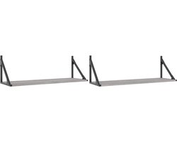 vidaXL - Wandschappen - 2 - st - 80x25x25,5 - cm - bewerkt - hout - grijs - sonoma - eiken