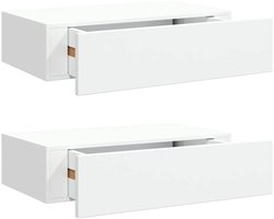 vidaXL - Wandschappen - 2 - st - met - lade - 40x23,5x10 - cm - MDF - wit