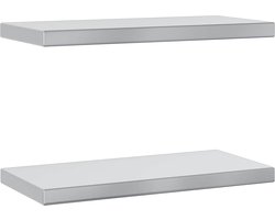 vidaXL Wandschappen - 2 stuks - RVS - 50x23,5x3 cm Zwevende Wandschaps - Wandplanken - Roestvrijstalen Wanddecoratie - Ruime Opslagwand - Minimalistisch Wandrek