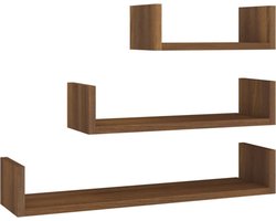 vidaXL - Wandschappen - 3 - st - bewerkt - hout - bruin - eikenkleur