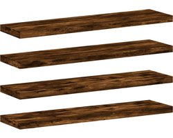 vidaXL - Wandschappen - 4 - st - 40x10x1,5 - cm - bewerkt - hout - gerookt - eikenkleur
