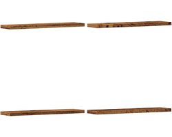 vidaXL - Wandschappen - 4 - st - 40x20x1,5 - cm - bewerkt - hout - oud - houtkleurig