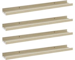 vidaXL - Wandschappen - 4 - st - 60x9x3 - cm - wit - en - sonoma - eikenkleurig