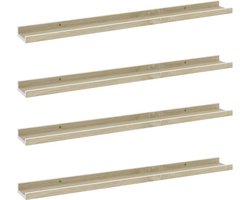 vidaXL - Wandschappen - 4 - st - 80x9x3 - cm - wit - en - sonoma - eikenkleurig